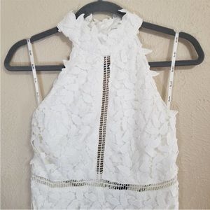 Bardot Gemma Lace Sleeveless Halter Neck Cocktail Dress White